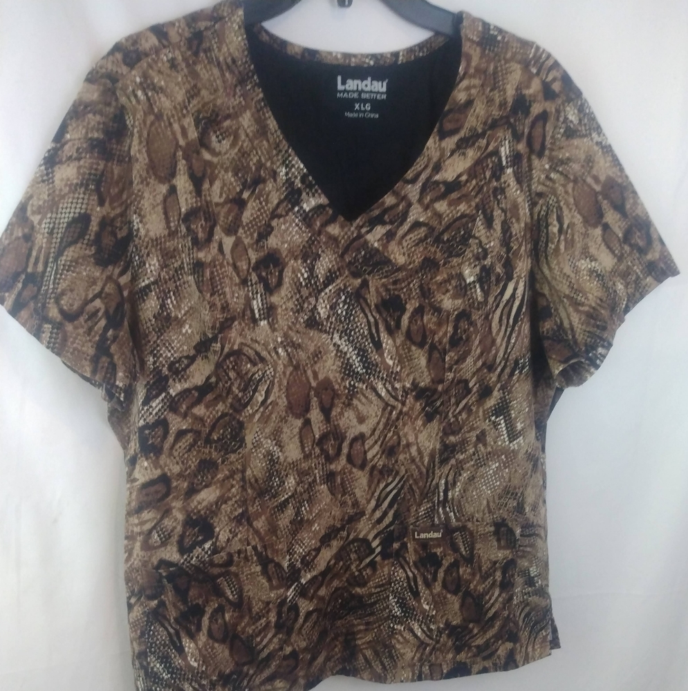 Landau Leopard Print Scrub Top